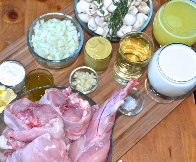 Ingredients for Rabbit in mustard sauce