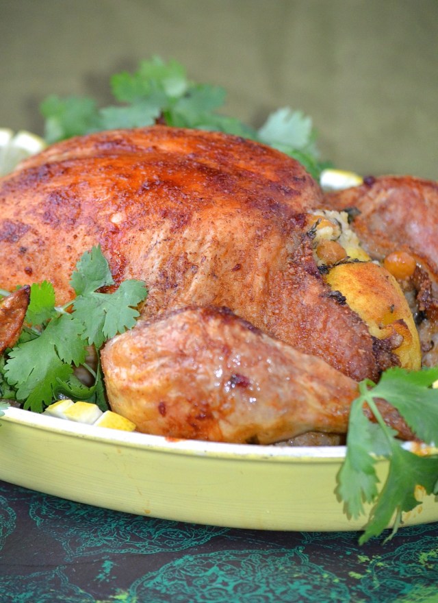 poulet rôti farci au couscous
