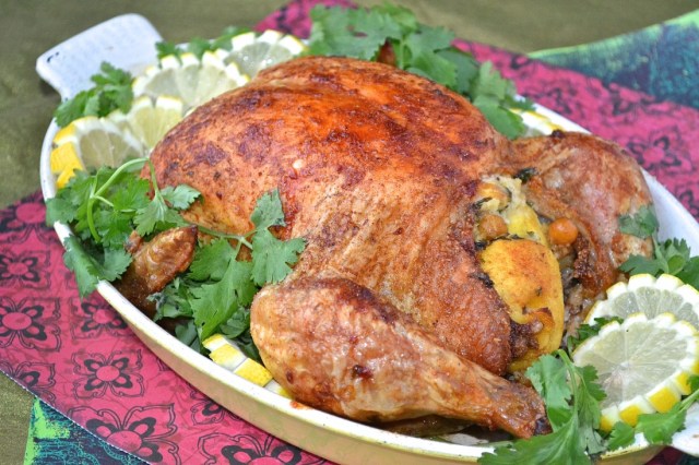 poulet rôti farci au couscous