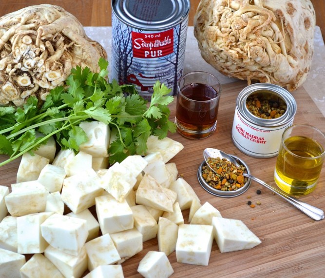 Céleri-rave au cari de Madras et à l'érable