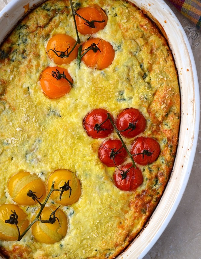 Gratin d'épinards et tomates cerises - Spinach and cherry tomato gratin