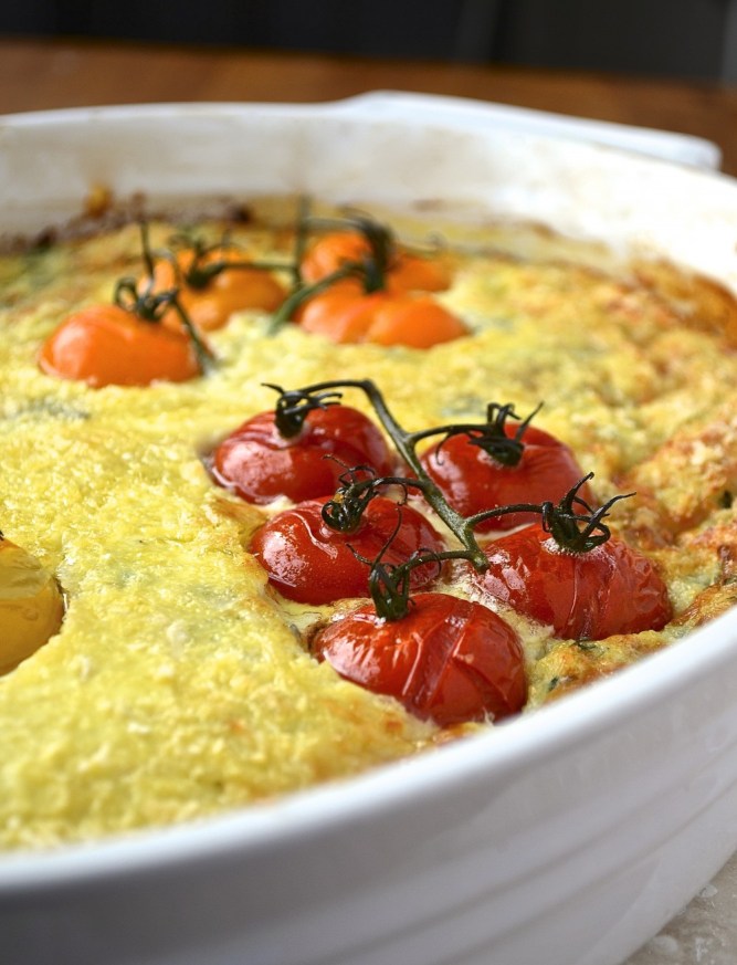 Gratin d'épinards et tomates cerises - Spinach and cherry tomato gratin